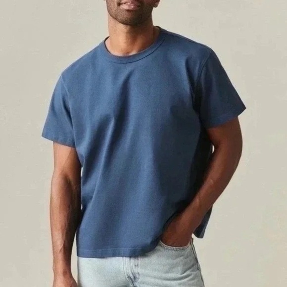 NEW American Giant Everest T-Shirt Mens Large Blue Heavyweight Cotton USA